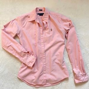 Slim Fit Polo Oxford Button Down Shirt SIZE 0 Pink